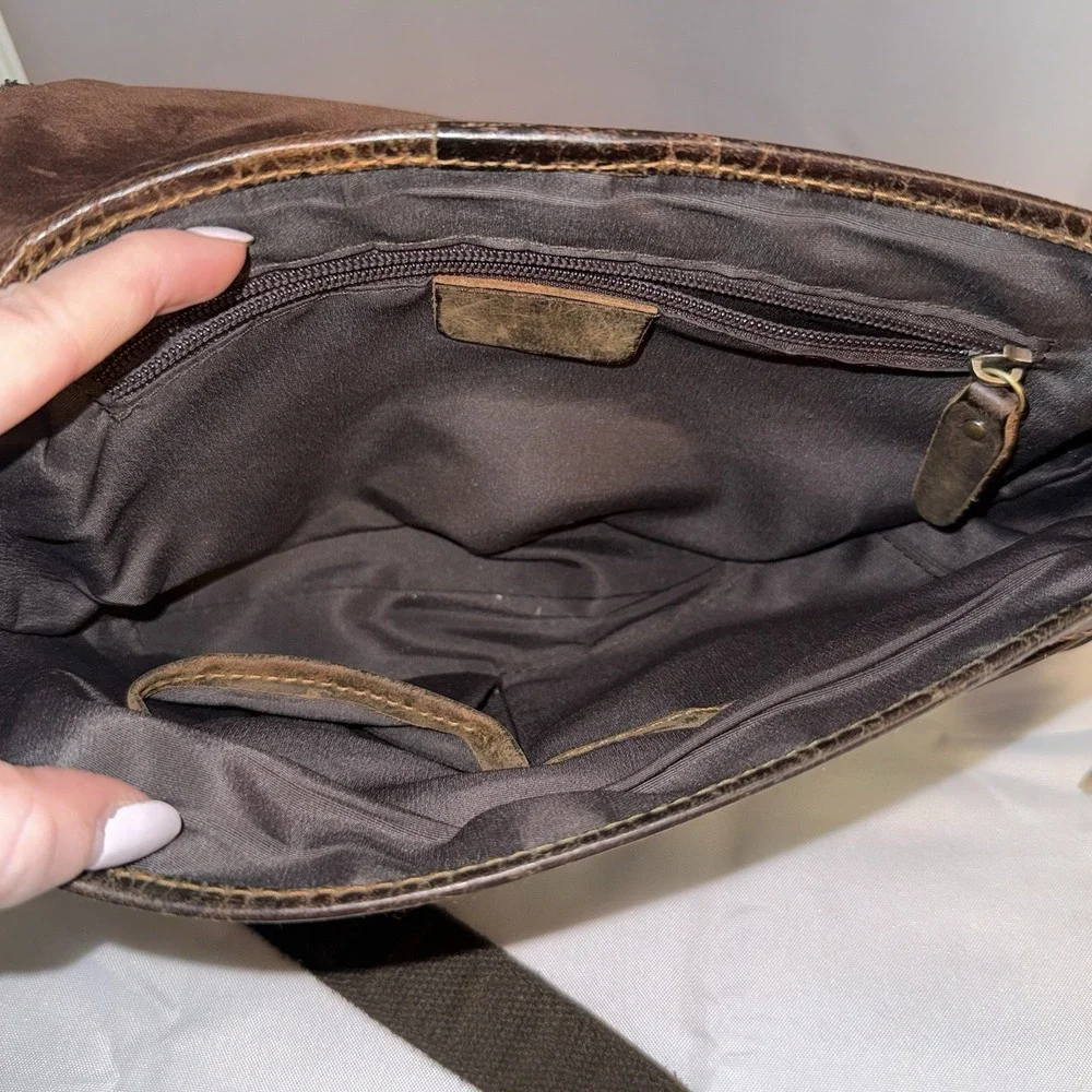 Unbranded Dark Brown Leather Shoulder Messenger Crossbody Bag Purse